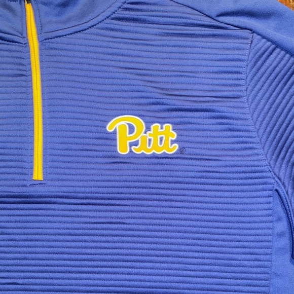 Colosseum PITT Blue and Yellow Zip Up Sweater with Textured Pattern - Picture 2 of 9